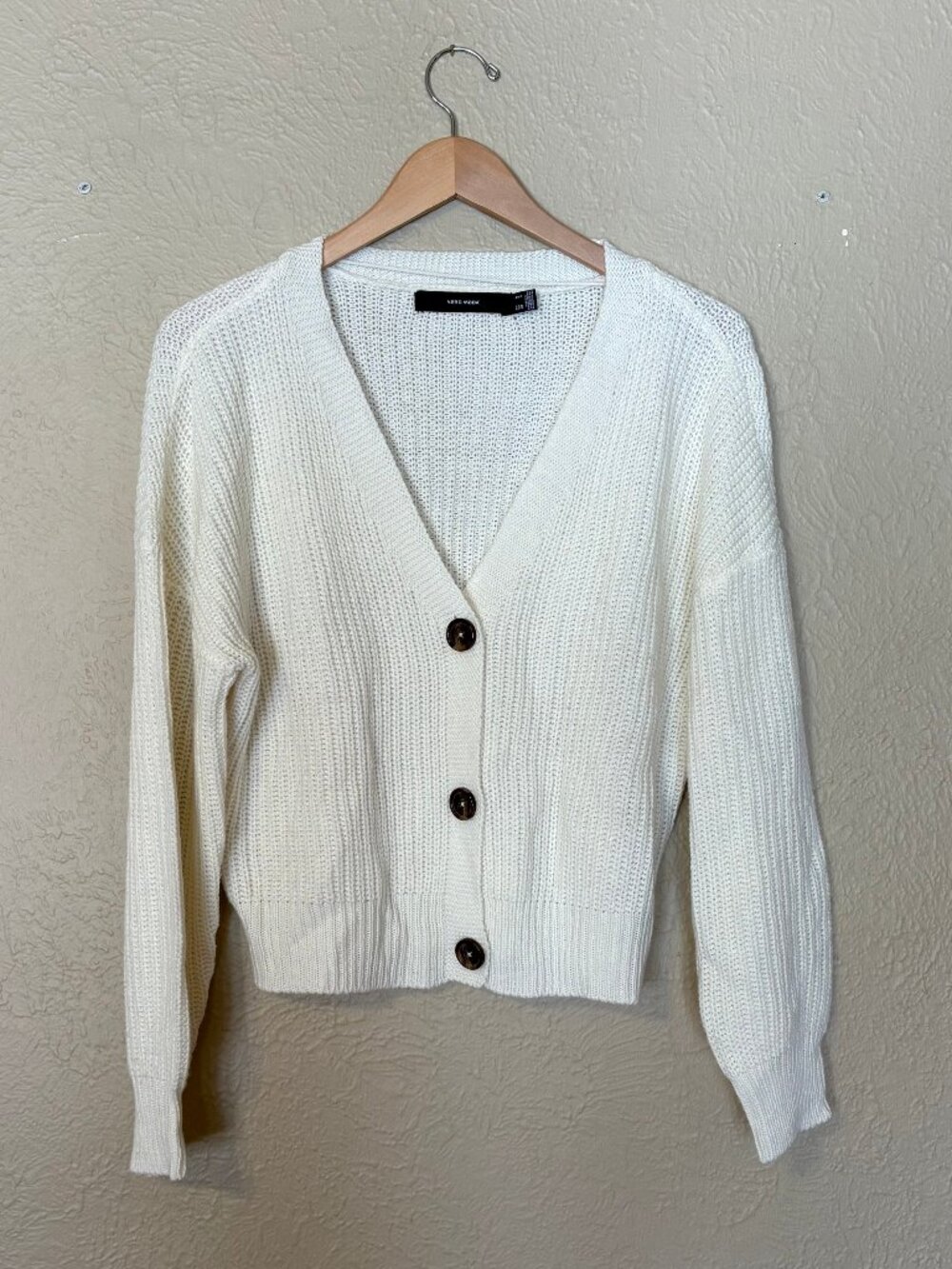 Vero Moda White Knit Cardigan, Size S - Picture 3 of 7